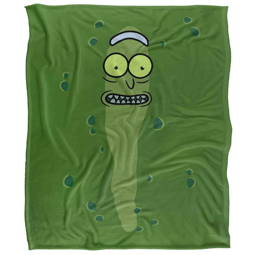 Green - Front - Rick And Morty Silky Pickle Rick Supersoft Blanket