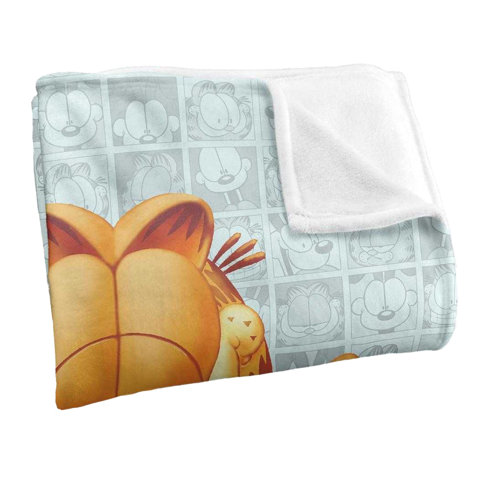 Grey-Yellow - Side - Garfield Free Hugs Silky Supersoft Blanket