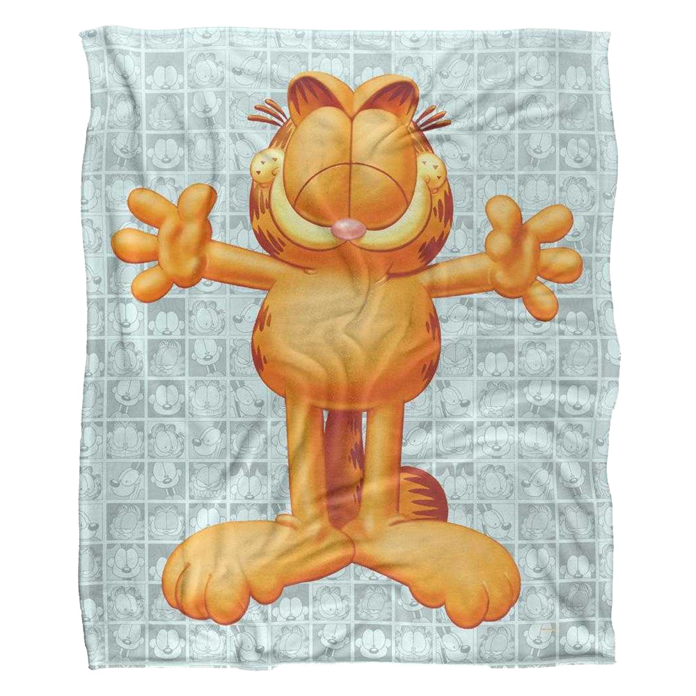 Grey-Yellow - Front - Garfield Free Hugs Silky Supersoft Blanket