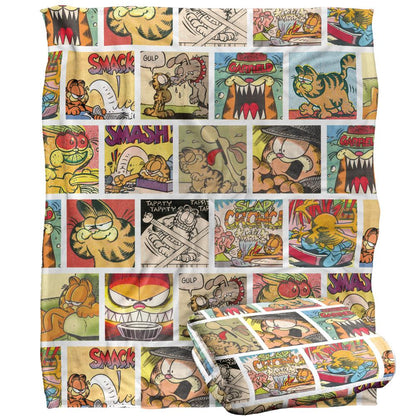 Multicoloured - Back - Garfield Silky Collage Supersoft Blanket