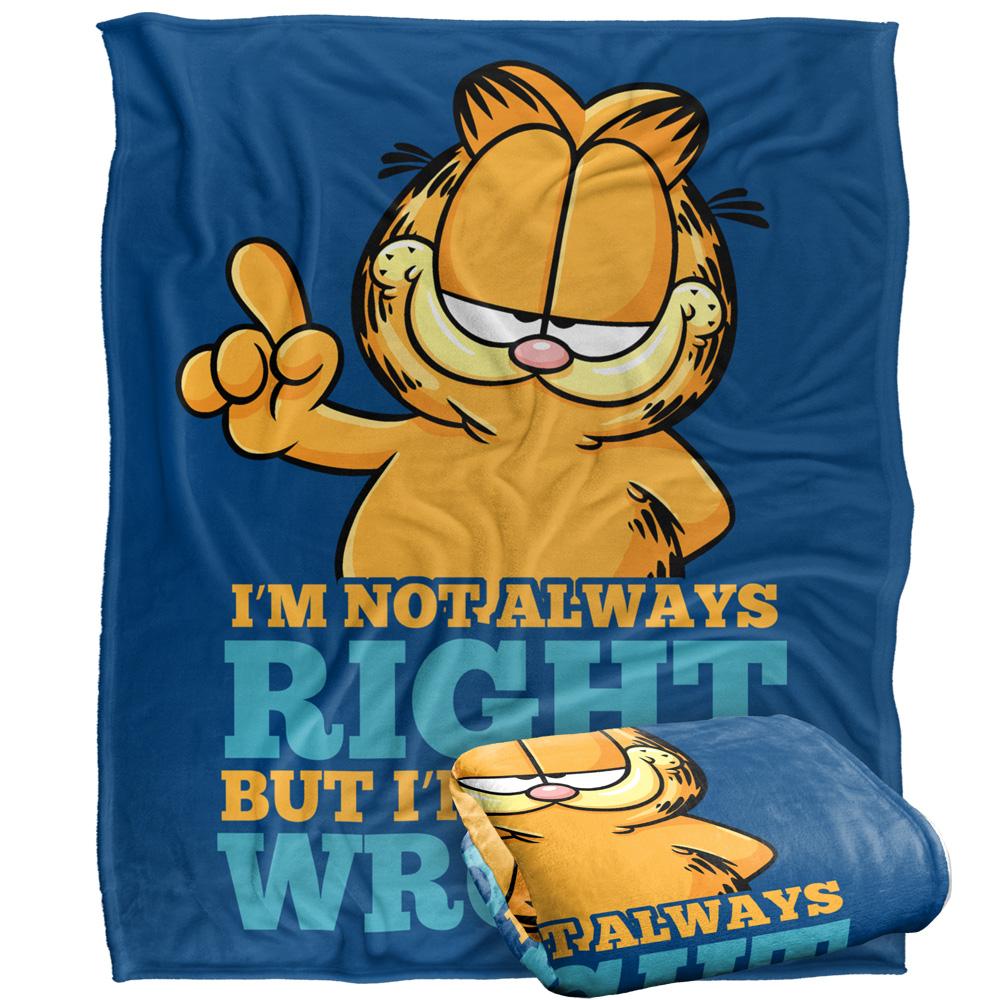 Blue-Yellow - Back - Garfield Never Ever Wrong Silky Supersoft Blanket