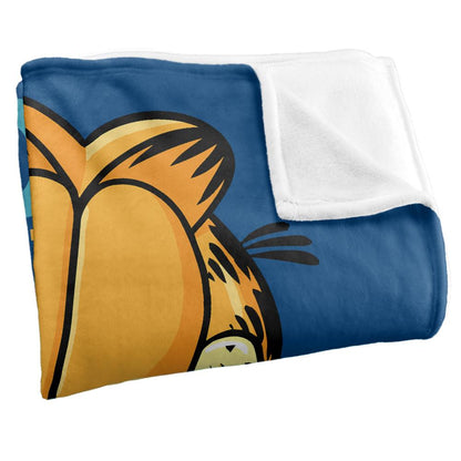 Blue-Yellow - Side - Garfield Never Ever Wrong Silky Supersoft Blanket