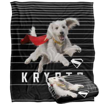 Black-White - Back - Superman Silky Lines Krypto Supersoft Blanket