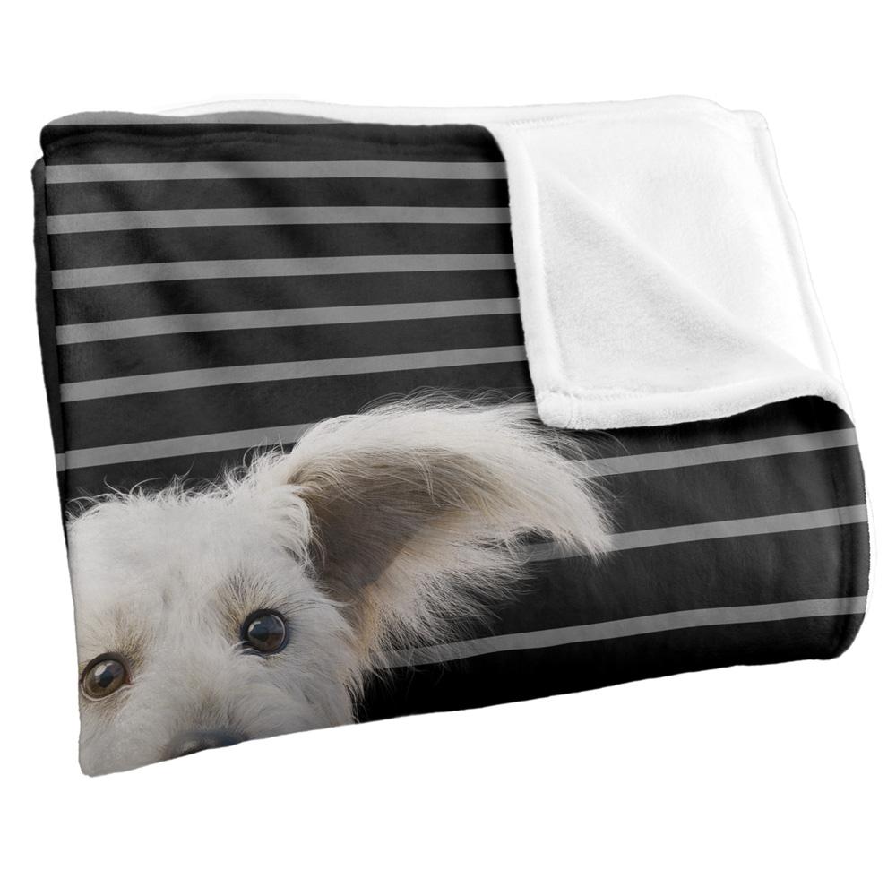 Black-White - Side - Superman Silky Lines Krypto Supersoft Blanket