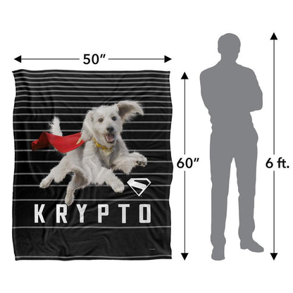 Black-White - Close up - Superman Silky Lines Krypto Supersoft Blanket