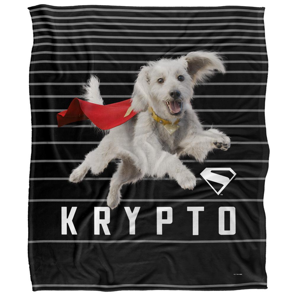 Black-White - Front - Superman Silky Lines Krypto Supersoft Blanket