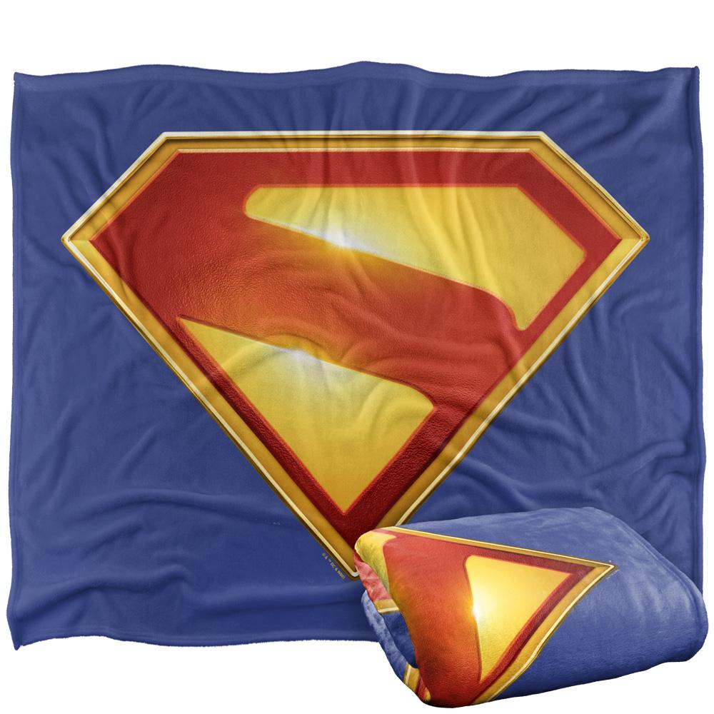 Blue-Multicoloured - Back - Superman Silky Colour Logo Supersoft Blanket