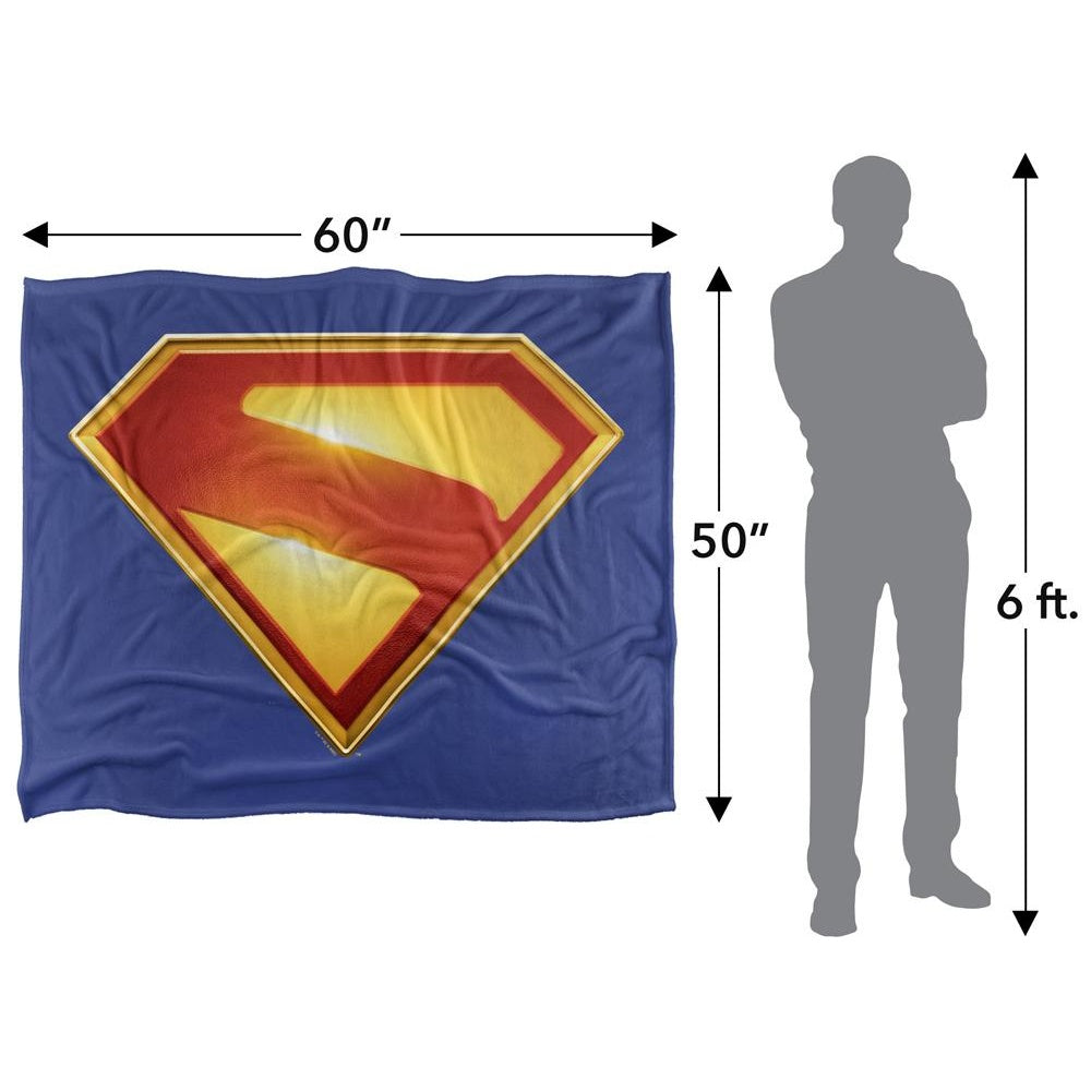 Blue-Multicoloured - Close up - Superman Silky Colour Logo Supersoft Blanket