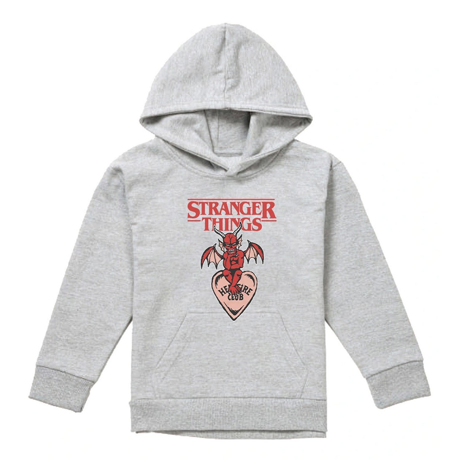 Athletic Heather - Front - Stranger Things Childrens-Kids Hellfire Heart Heather Hoodie