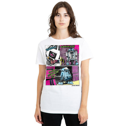 White - Lifestyle - Star Wars Womens-Ladies To The Rescue R2-D2 T-Shirt
