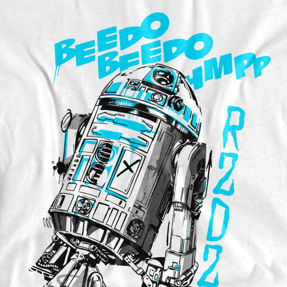 White - Side - Star Wars Womens-Ladies R2-D2 Graffiti T-Shirt