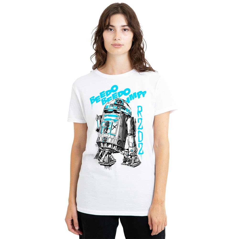 White - Lifestyle - Star Wars Womens-Ladies R2-D2 Graffiti T-Shirt