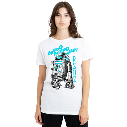 White - Lifestyle - Star Wars Womens-Ladies R2-D2 Graffiti T-Shirt