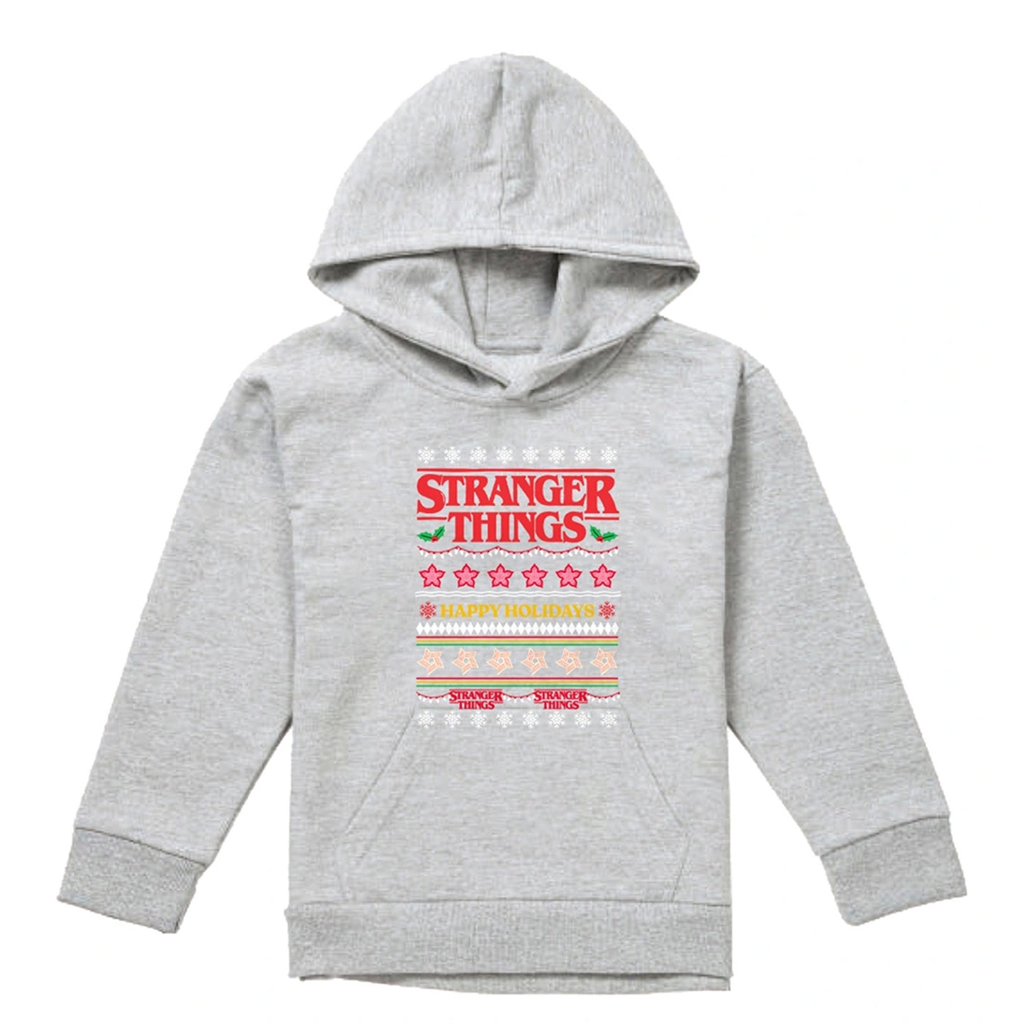 Athletic Heather - Front - Stranger Things Childrens-Kids Ugly Demogorgon Heather Christmas Hoodie
