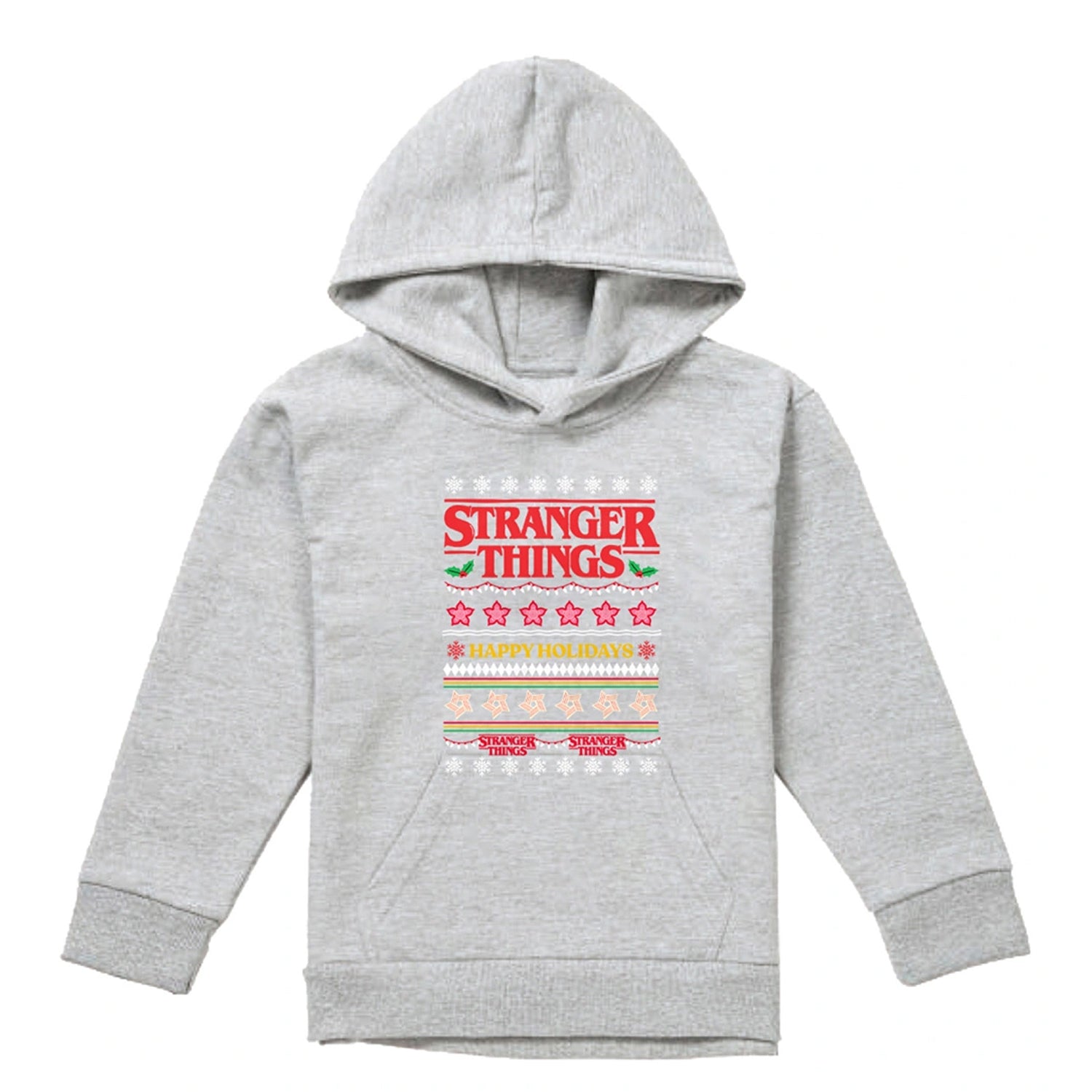 Athletic Heather - Front - Stranger Things Childrens-Kids Ugly Demogorgon Heather Christmas Hoodie