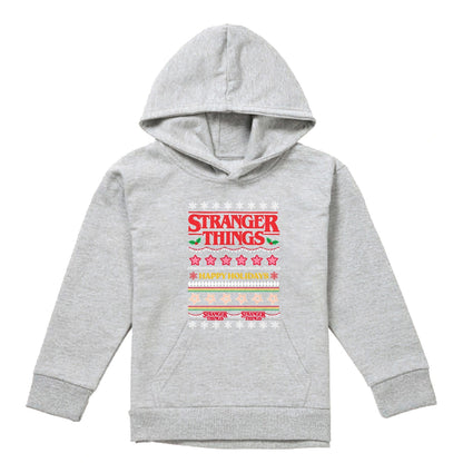 Athletic Heather - Front - Stranger Things Childrens-Kids Ugly Demogorgon Heather Christmas Hoodie