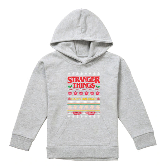 Athletic Heather - Front - Stranger Things Childrens-Kids Ugly Demogorgon Heather Christmas Hoodie