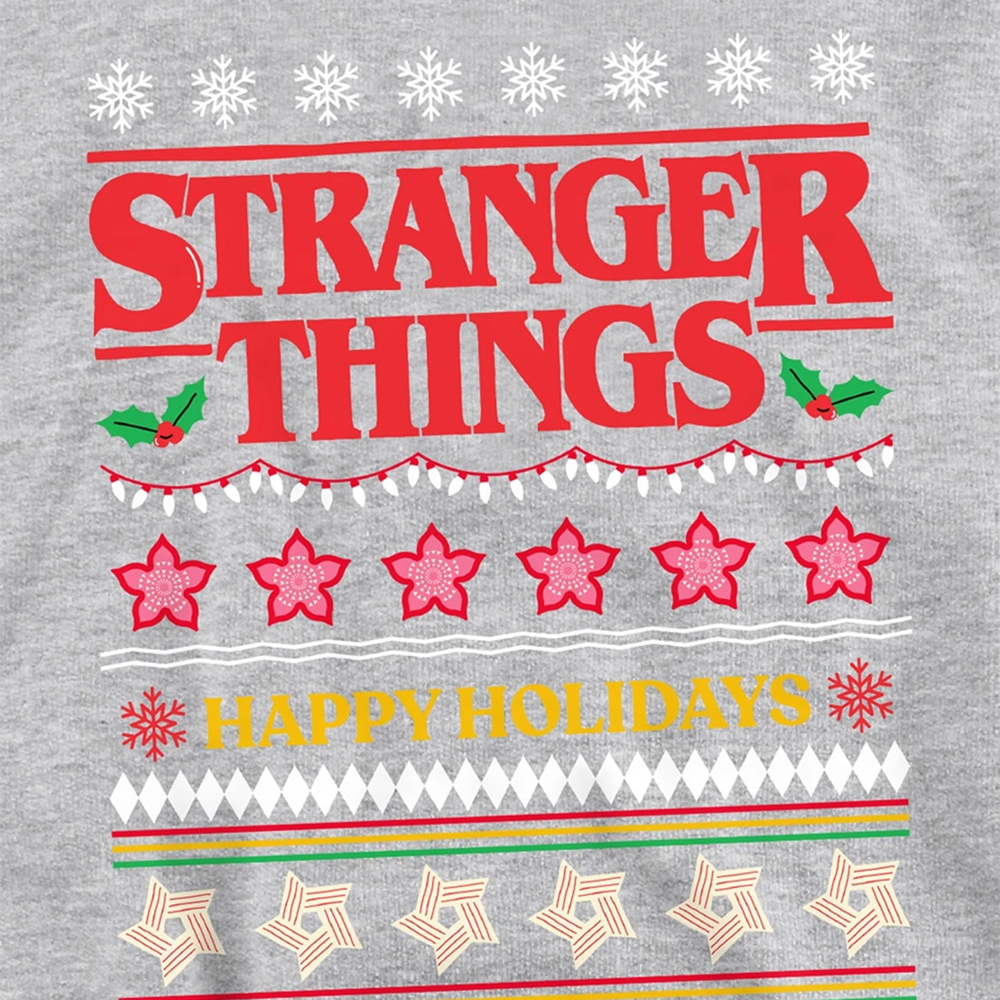 Athletic Heather - Side - Stranger Things Childrens-Kids Ugly Demogorgon Heather Christmas Hoodie