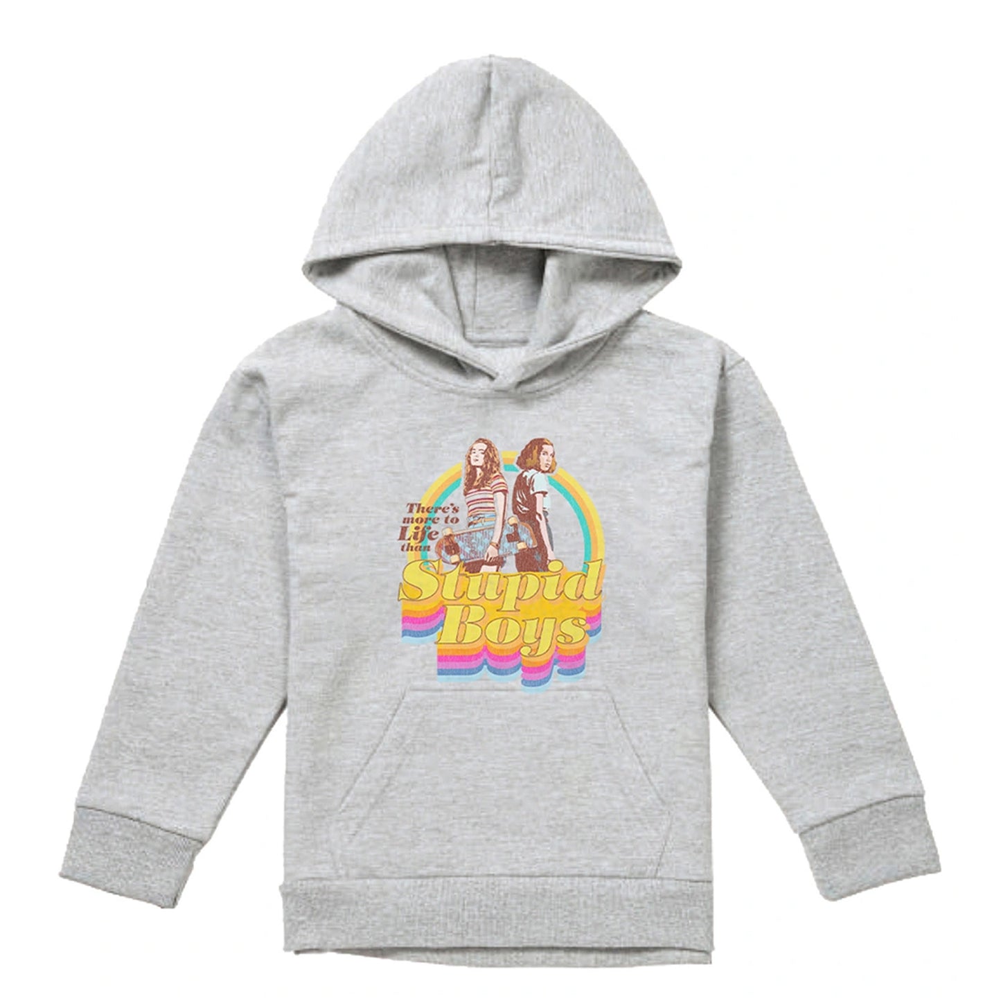Athletic Heather - Front - Stranger Things Childrens-Kids Stupid Boys Heather Hoodie