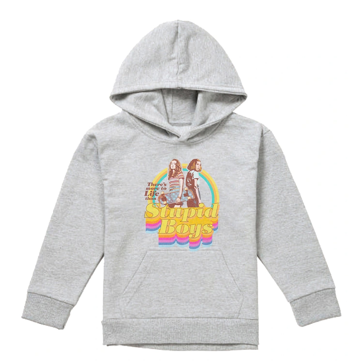 Athletic Heather - Front - Stranger Things Childrens-Kids Stupid Boys Heather Hoodie