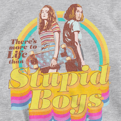 Athletic Heather - Side - Stranger Things Childrens-Kids Stupid Boys Heather Hoodie