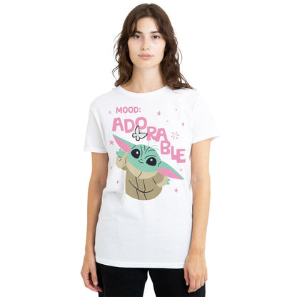White - Lifestyle - Star Wars Womens-Ladies Mood Adorable Grogu T-Shirt
