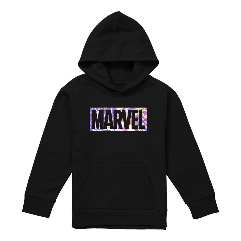 Navy - Close up - Marvel Childrens-Kids Paint Brick Pull Over Hoodie