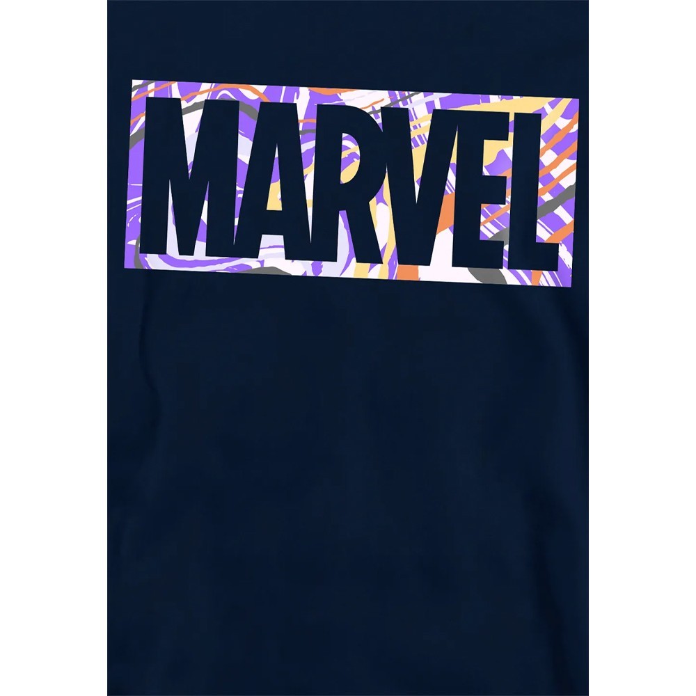 Navy - Side - Marvel Childrens-Kids Paint Brick Pull Over Hoodie