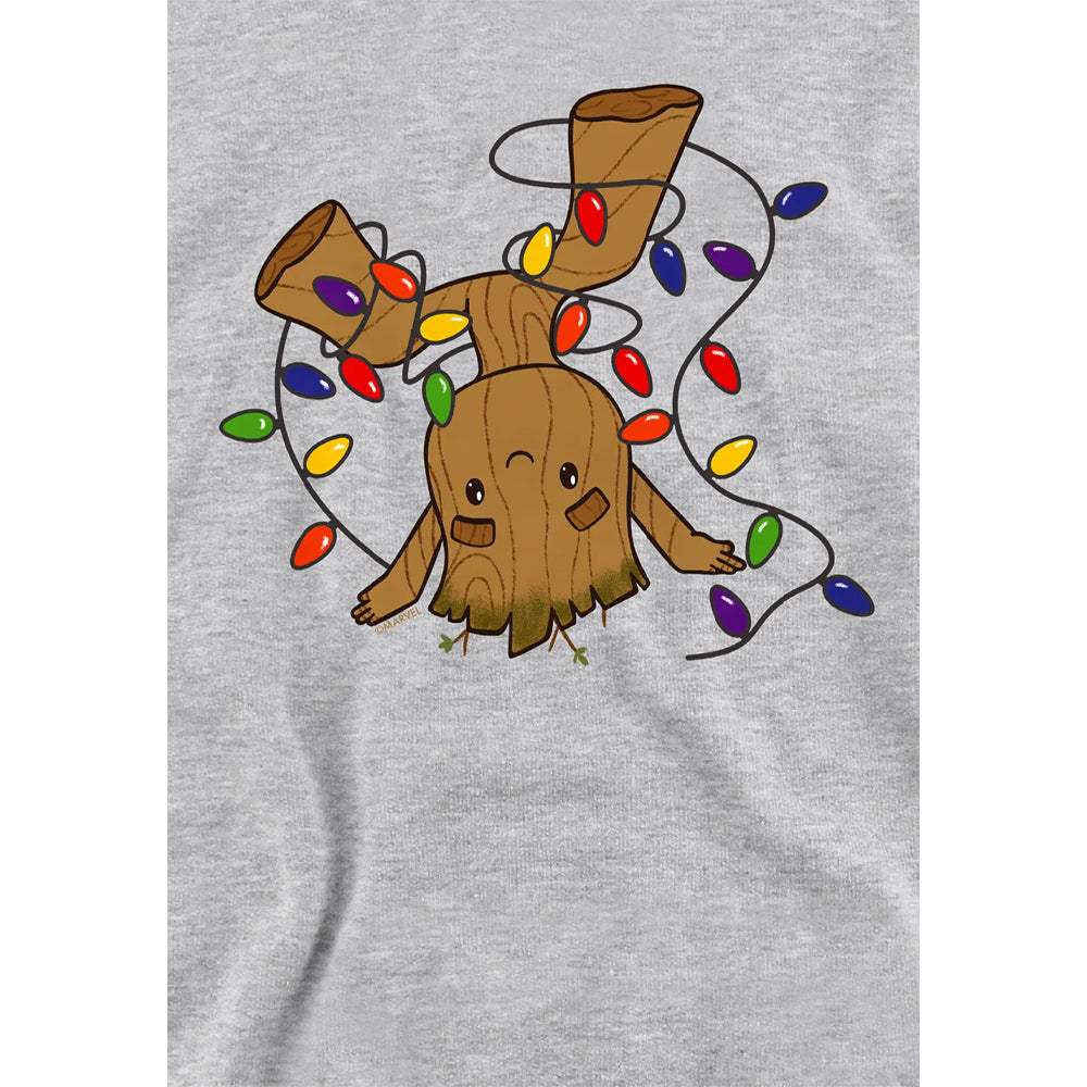 Athletic Heather - Side - Guardians Of The Galaxy Childrens-Kids Groot Christmas Lights Pull Over Hoodie