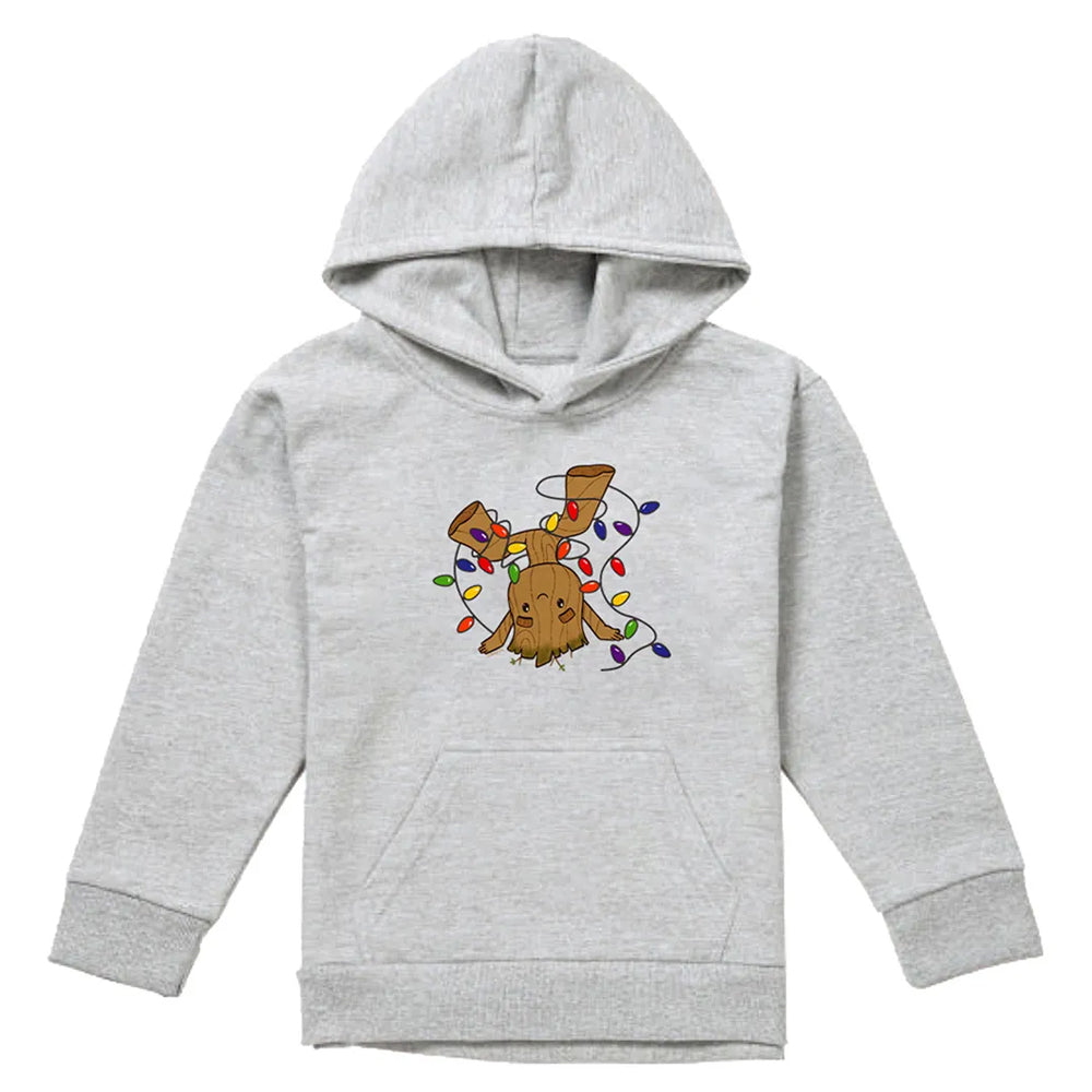 Athletic Heather - Front - Guardians Of The Galaxy Childrens-Kids Groot Christmas Lights Pull Over Hoodie