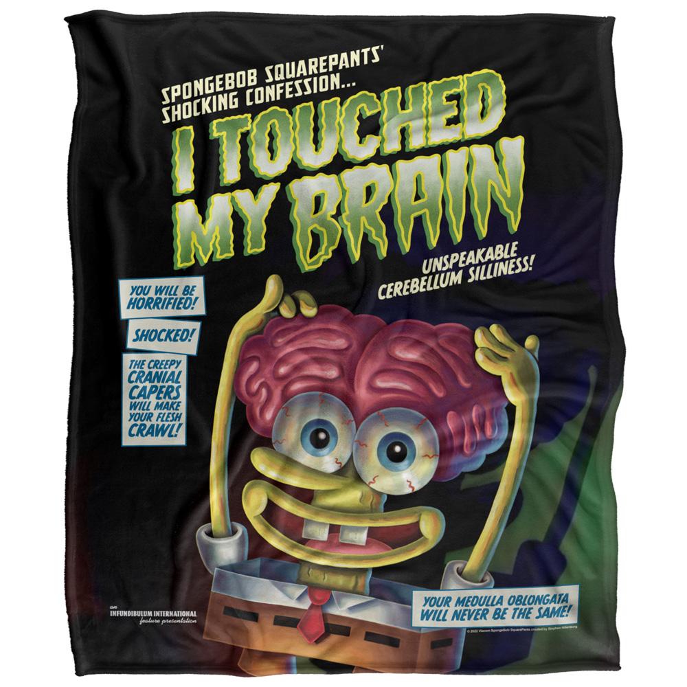 Multicoloured - Front - SpongeBob SquarePants Touched My Brain Silky Supersoft Blanket