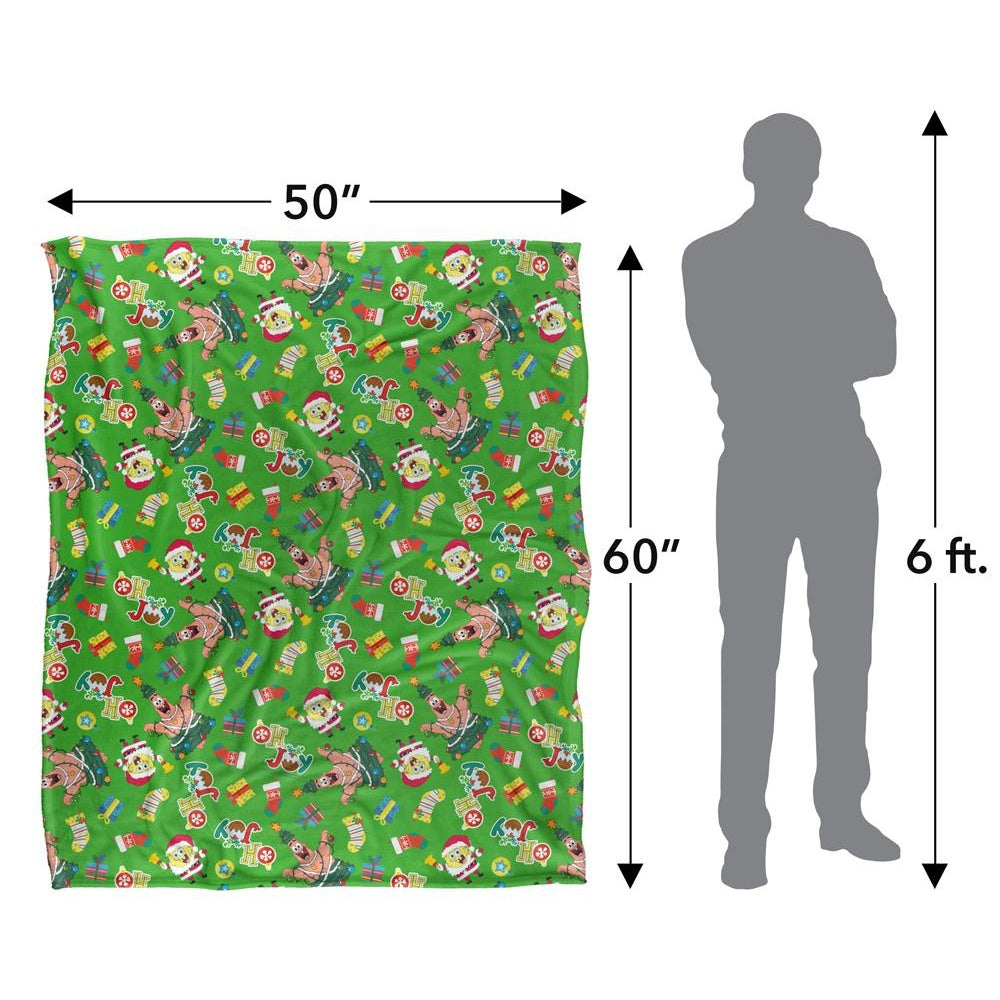 Multicoloured - Pack Shot - SpongeBob SquarePants Silky Patterned Christmas Supersoft Blanket
