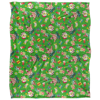 Multicoloured - Front - SpongeBob SquarePants Silky Patterned Christmas Supersoft Blanket