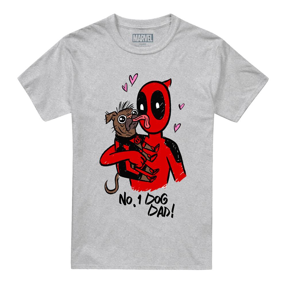 Heather Grey - Front - Deadpool & Wolverine Unisex Adult No.1 Dog Dad Deadpool & Wolverine T-Shirt