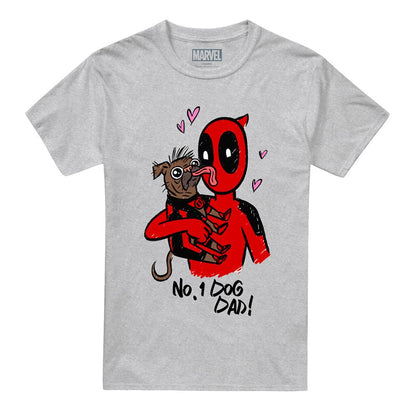 Heather Grey - Front - Deadpool & Wolverine Unisex Adult No.1 Dog Dad Deadpool & Wolverine T-Shirt