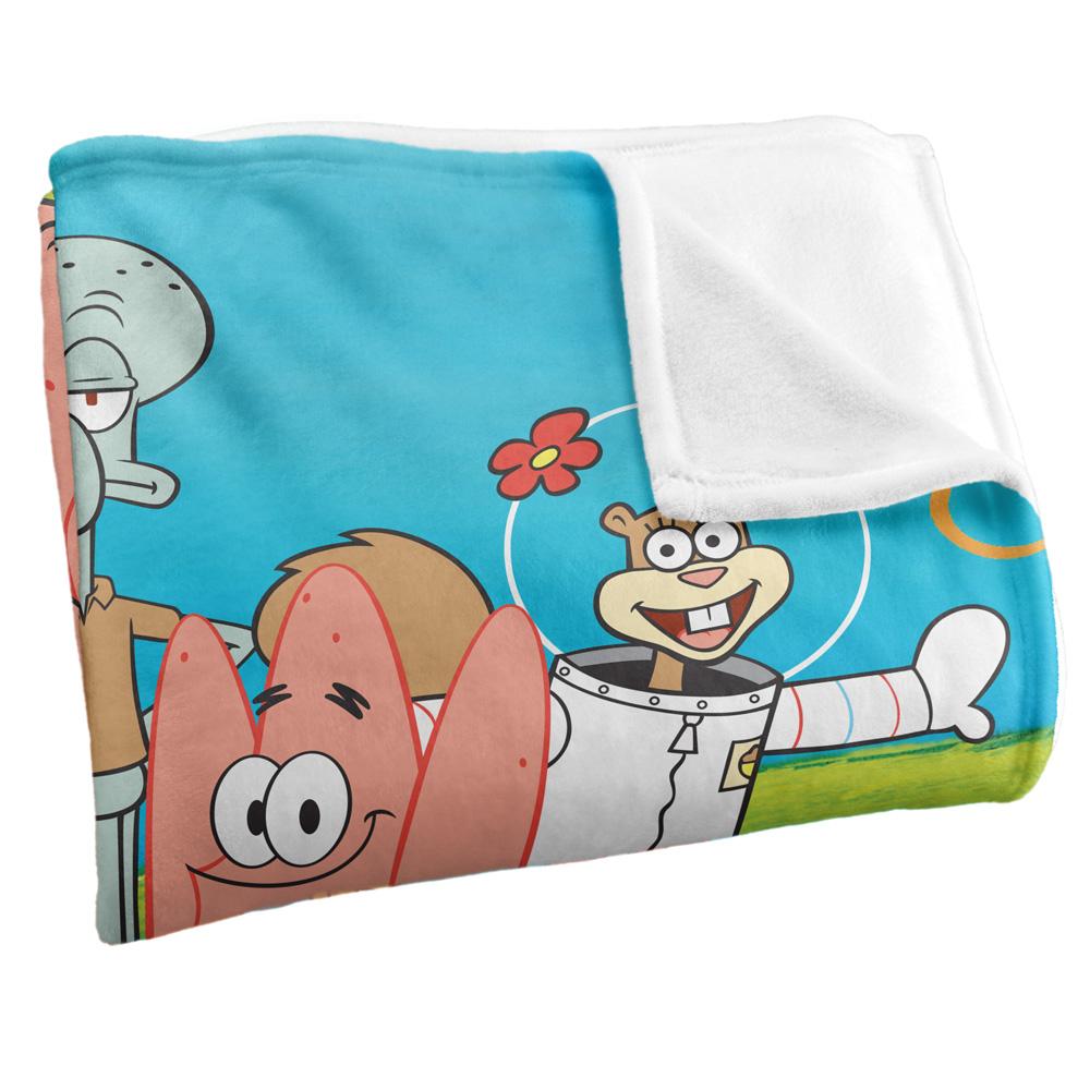 Multicoloured - Side - SpongeBob SquarePants Silky Group Scene Supersoft Blanket