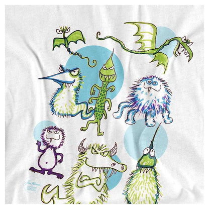 White - Side - Jim Henson Unisex Adult Monster Doodles Long-Sleeved T-Shirt