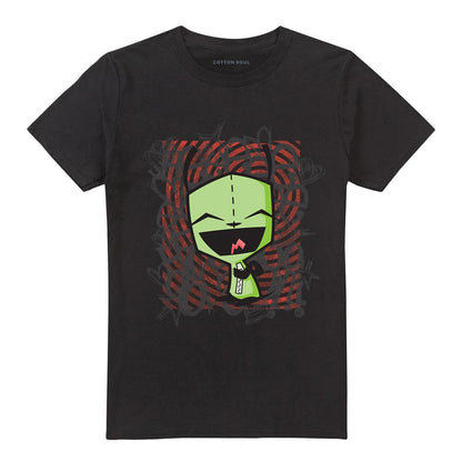 Black - Front - Invader Zim Unisex Adult Happy Face T-Shirt