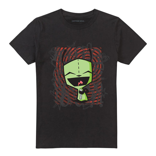 Black - Front - Invader Zim Unisex Adult Happy Face T-Shirt