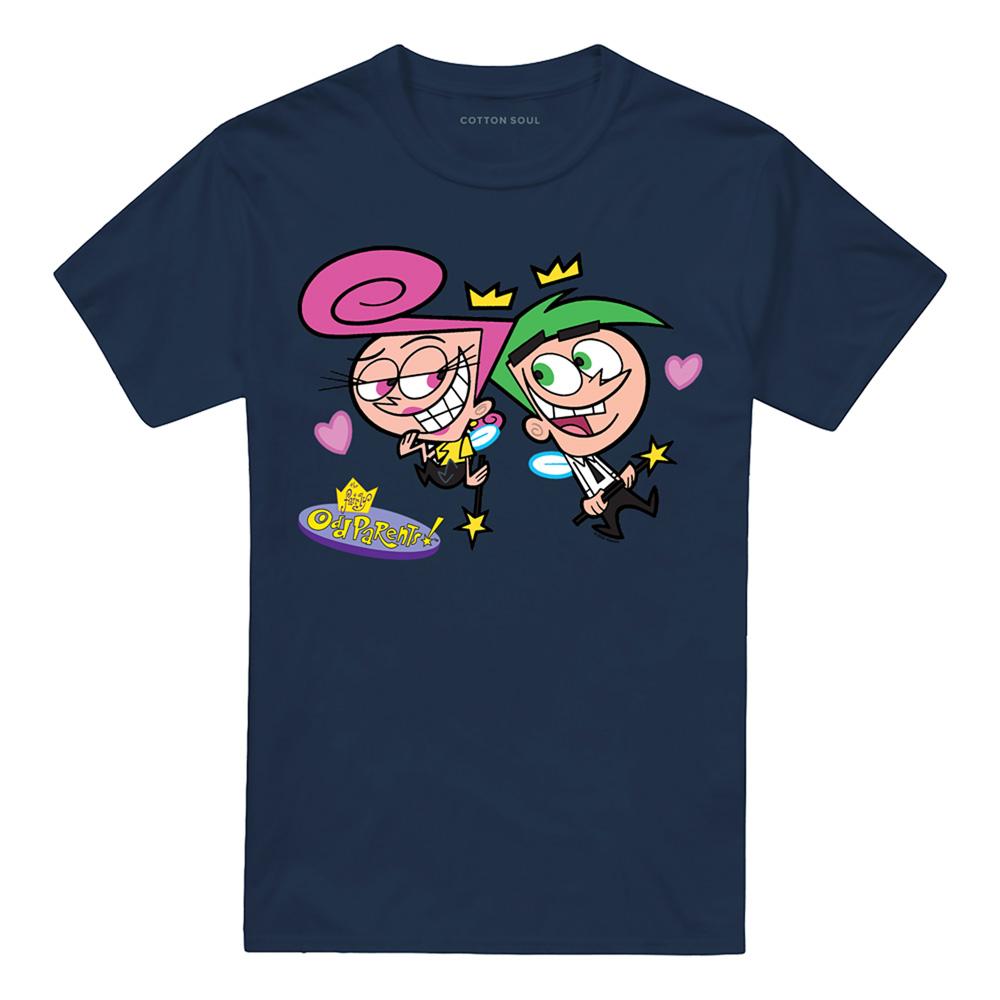 Navy - Front - Fairly Odd Parents Unisex Adult Cosmo & Wanda T-Shirt