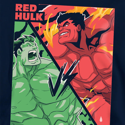 Navy - Side - Marvel Childrens-Kids The Hulk Vs Red Hulk Pull Over Hoodie