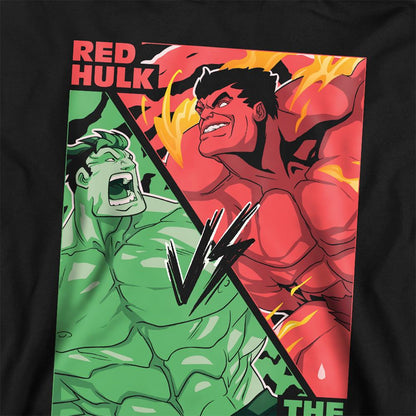 Black - Side - Marvel Childrens-Kids The Hulk Vs Red Hulk Pull Over Hoodie