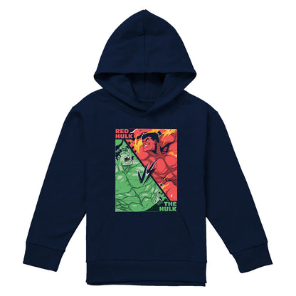 Navy - Front - Marvel Childrens-Kids The Hulk Vs Red Hulk Pull Over Hoodie