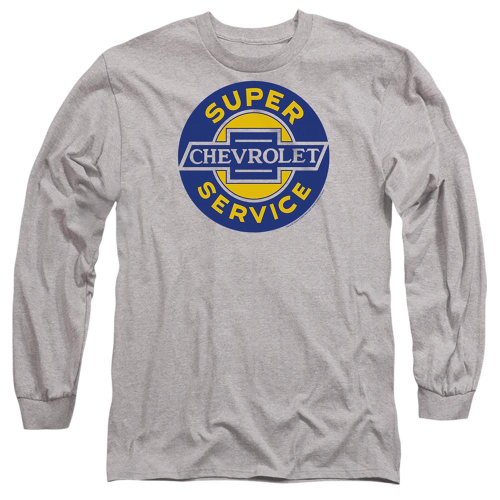 Athletic Heather - Front - Chevrolet Unisex Adult Super Service Heather Long-Sleeved T-Shirt