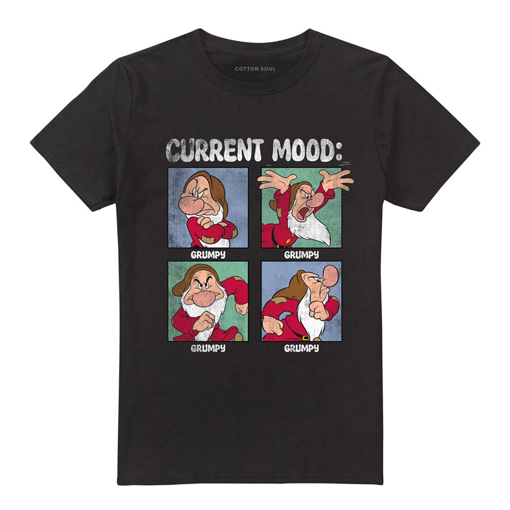 Black - Front - Snow White And The Seven Dwarfs Unisex Adult Current Mood Grumpy Dad Fathers Day T-Shirt