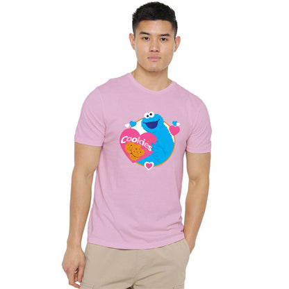 Pink - Back - Sesame Street Unisex Adult Love Cookie T-Shirt