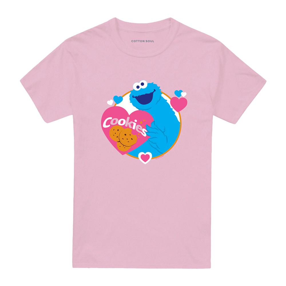 Pink - Front - Sesame Street Unisex Adult Love Cookie T-Shirt