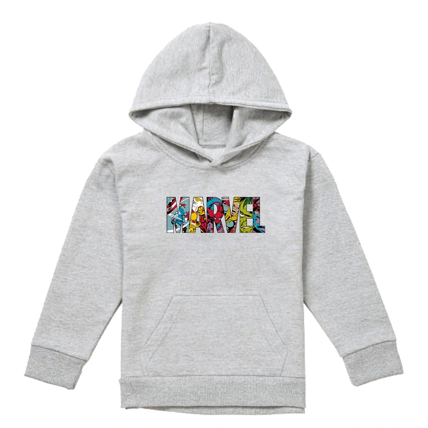 Athletic Heather - Front - Marvel Childrens-Kids Characters Logo Pullover Hoodie