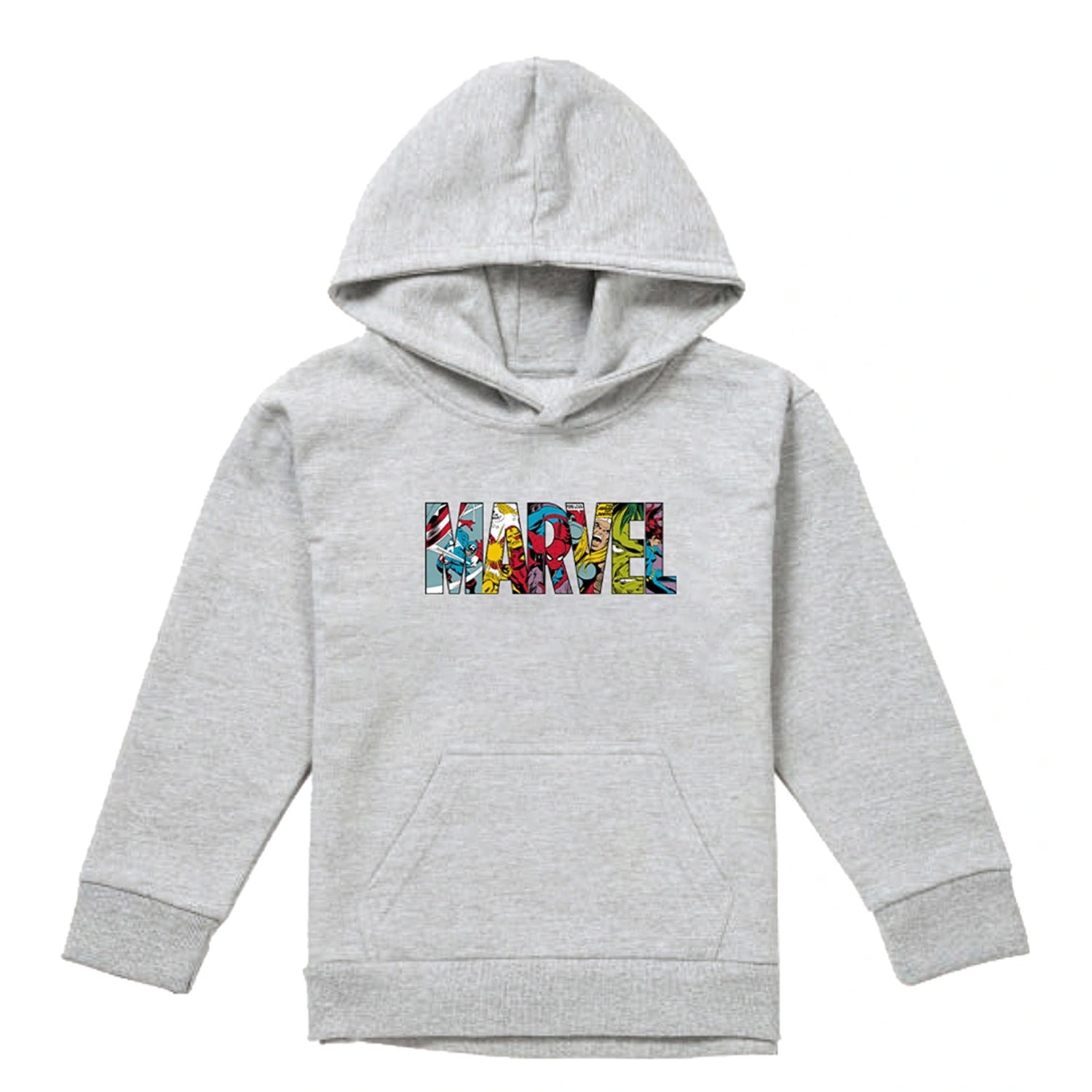 Athletic Heather - Front - Marvel Childrens-Kids Characters Logo Pullover Hoodie