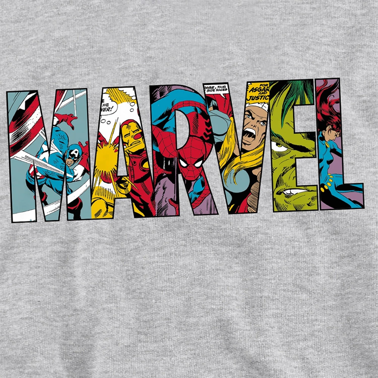 Athletic Heather - Side - Marvel Childrens-Kids Characters Logo Pullover Hoodie